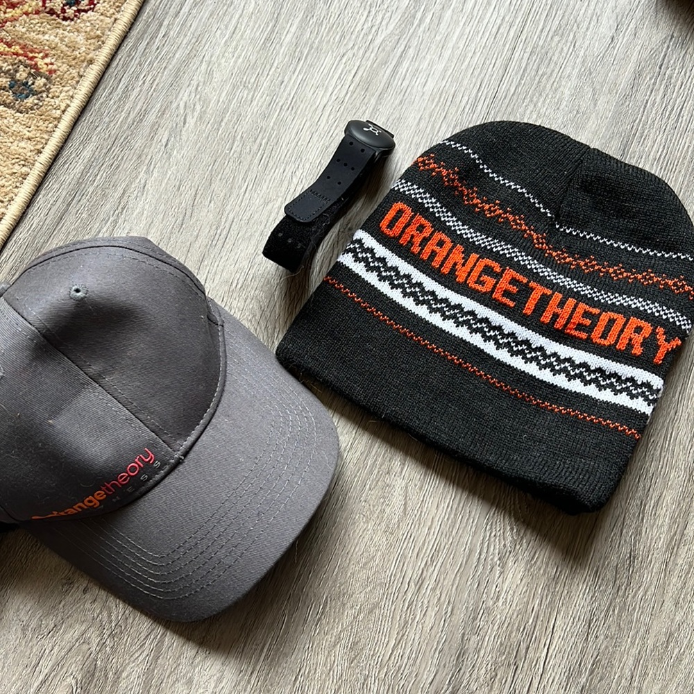 Orangetheory burn heart rate monitor, and hats